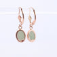 14k Green Jade dangle earrings. Oval Bezel set Jade earrings. st(78)