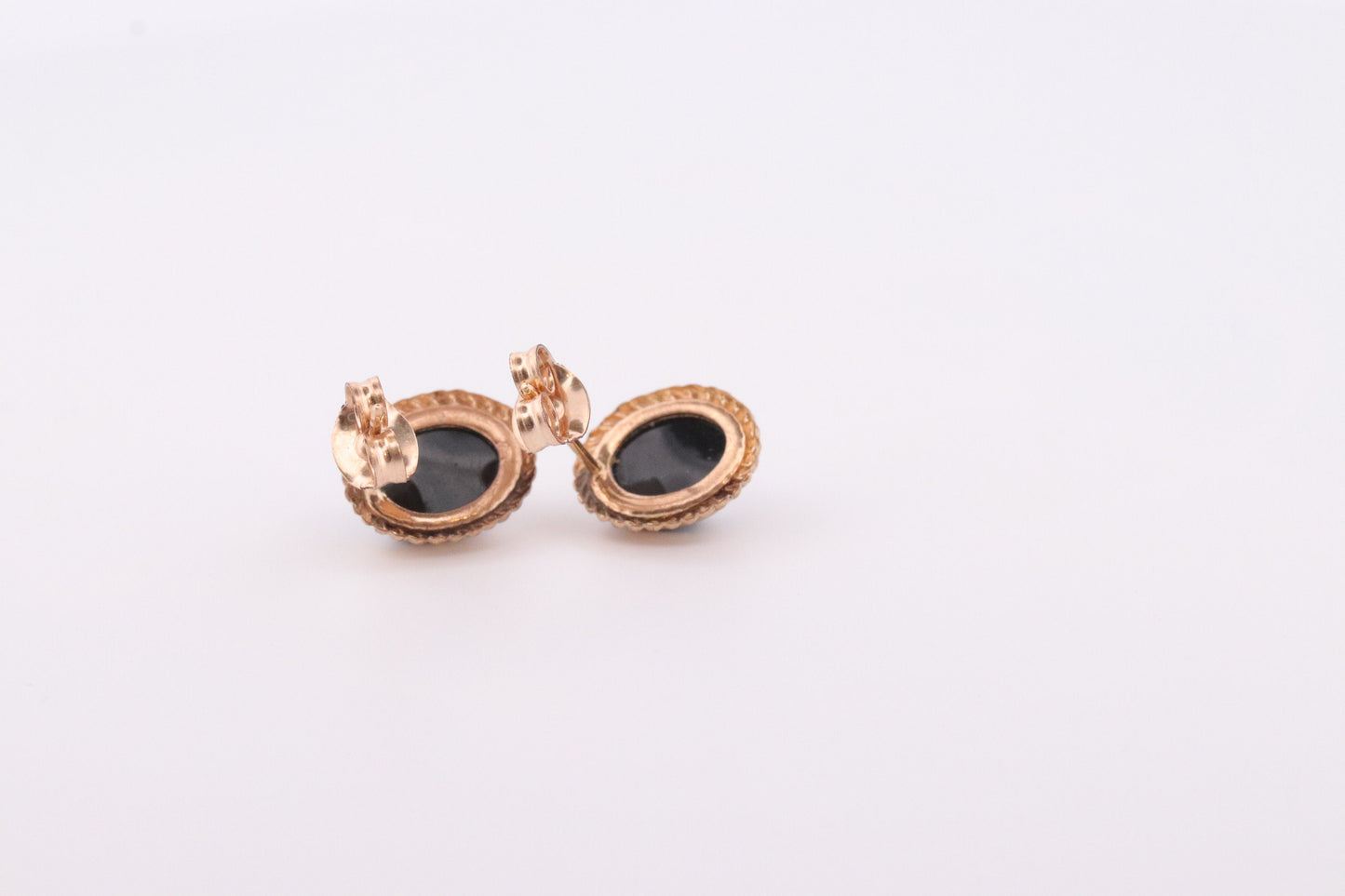 10k Gold Filled Onyx and Diamond Earrings. Art Deco Mourning Onyx Earrings. Oval Onyx and diamond earrings. st(37)