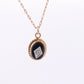 Onyx Diamond Pendant. Gold Filled 1/20th 14k Art Deco Mourning Onyx Pendant for a necklace. oval Onyx Pendant. st(37)