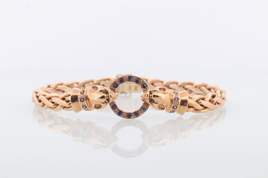 14k Gold Jaguar Bracelet Sapphire Panther Bracelet Leopard Bracelet Circle of Life Mouth Cat Weave Bracelet. Woven bracelet st(660)