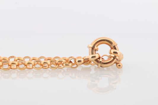14K ROLO Chain Bracelet. PUFFED large Round Rolo chain bracelet. 14k Yellow gold MILOR Italy st(170)