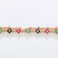 14k Multi-Color Gem Bracelet. Heavy XOXO Round Ruby Emerald Sapphire Flower Cluster arrangement Kiss Hug bracelet. (st215)