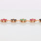 14k Multi-Color Gem Bracelet. Heavy XOXO Round Ruby Emerald Sapphire Flower Cluster arrangement Kiss Hug bracelet. (st215)