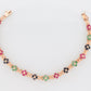 14k Multi-Color Gem Bracelet. Heavy XOXO Round Ruby Emerald Sapphire Flower Cluster arrangement Kiss Hug bracelet. (st215)