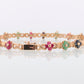14k Multi-Color Gem Bracelet. Heavy XOXO Round Ruby Emerald Sapphire Flower Cluster arrangement Kiss Hug bracelet. (st215)