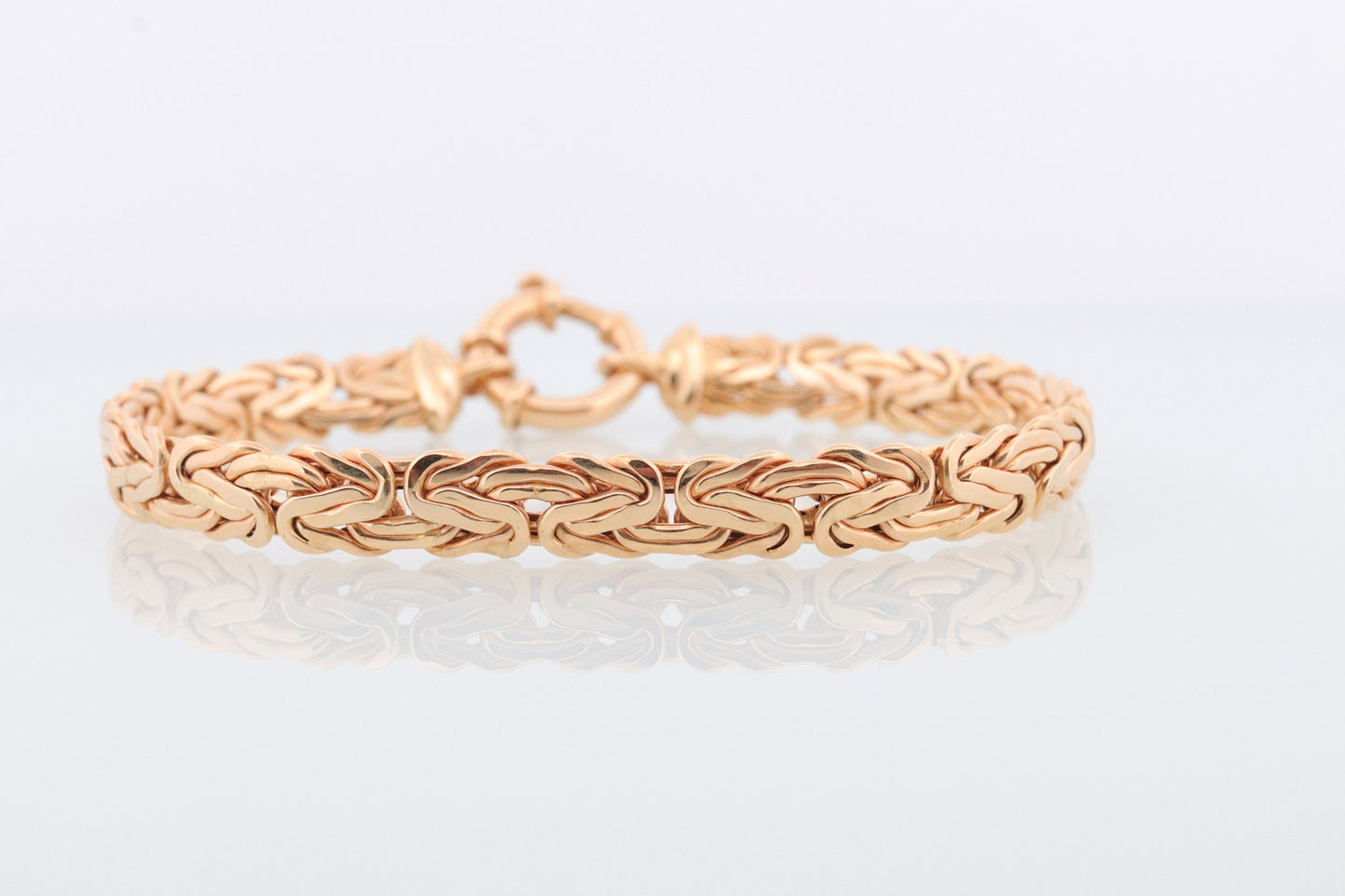 Heavy 14k Byzantine Bracelet. 14k Yellow Gold Wide Flattened Flat Byzantine Bracelet. 7.5in length 7mm wide. ITALY