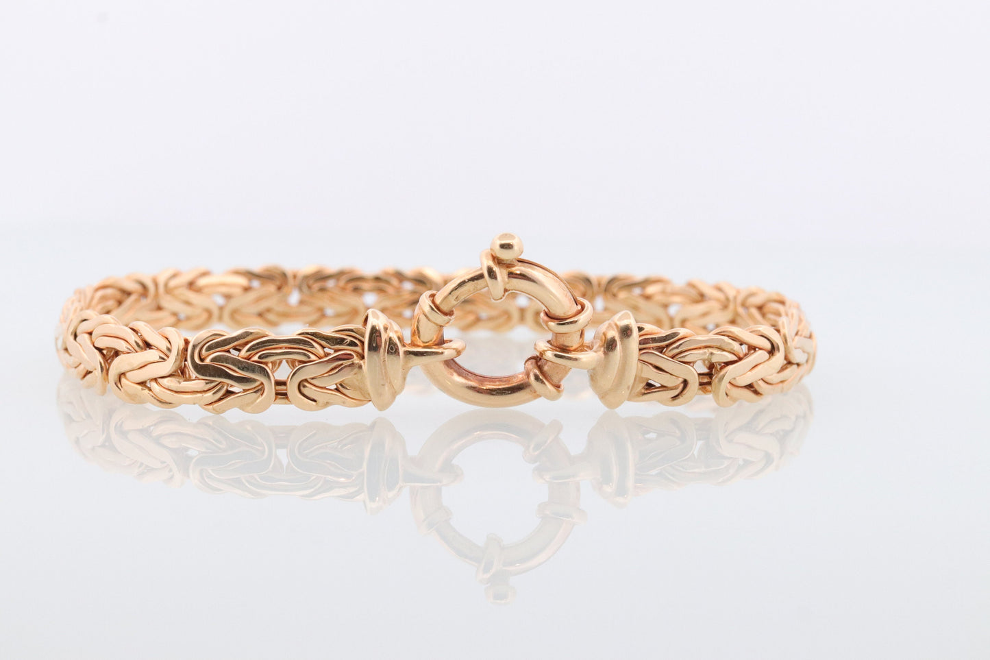 Heavy 14k Byzantine Bracelet. 14k Yellow Gold Wide Flattened Flat Byzantine Bracelet. 7.5in length 7mm wide. ITALY