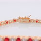 925 Sterling Silver Ruby and CZ Tennis Bracelet. Gold Tone Sterling Silver Tennis bracelet. st(275)