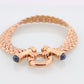 14k Bismark Chain Mesh Bracelet. Sapphire Clasp Chain Mesh link Yellow gold Italian Byzantine Bracelet. Sapphire Cabochon (st374)