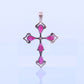 14k Ruby Cross Pendant. Ruby Diamond Crucifix Christian Pear cut set rubies. st(46)