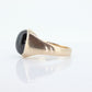 10k Garnet ring. 10k Yellow Gold Black RED Rhodolite Garnet Cabochon Bezel set signet ring. st(187)
