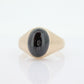10k Garnet ring. 10k Yellow Gold Black RED Rhodolite Garnet Cabochon Bezel set signet ring. st(187)