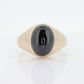 10k Garnet ring. 10k Yellow Gold Black RED Rhodolite Garnet Cabochon Bezel set signet ring. st(187)