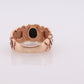 Black Hills Gold Ring. 10k Onyx Cabochon Black Hills Gold Solitaire Ring. 12k Gold Nugget Black Hills band. sz 6.5 (st54)