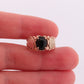 Black Hills Gold Ring. 10k Onyx Cabochon Black Hills Gold Solitaire Ring. 12k Gold Nugget Black Hills band. sz 6.5 (st54)
