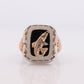 Black Hills Gold 10k/12k and Sterling Ring. Heavy 10k Onyx Trout Salmon Fish Black Hills Gold Mens Statement Ring. stock(102)