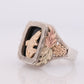 Black Hills Gold 10k/12k and Sterling Ring. Heavy 10k Onyx Trout Salmon Fish Black Hills Gold Mens Statement Ring. stock(102)