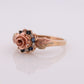Black Hills Gold Ring Diamond Blue SAPPHIRE halo ring. 10k Multi-Tone Black Hills Gold band. Flower halo ring. st(62)