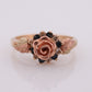 Black Hills Gold Ring Diamond Blue SAPPHIRE halo ring. 10k Multi-Tone Black Hills Gold band. Flower halo ring. st(62)