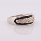 Black Hills Gold Sterling Silver Band. 10k Black Hills Gold Inlays ring. Black Hills Enamel ring st60