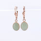 14k Green Jade dangle earrings. Oval Bezel set Jade earrings. st(78)