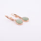 14k Green Jade dangle earrings. Oval Bezel set Jade earrings. st(78)