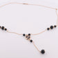 14k Onyx Bead Dangle Heart Necklace. 14k gold Onyx Beaded necklace st(46)