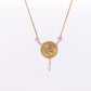 14k Gold Roman Coin Bead and Pearl Necklace. 14k Roman coin station Pearl 14k Necklace st(150)