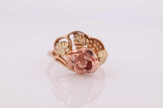 Black Hills Gold Ring. 10k 12k FLOWER ROSE Multi-Tone Black Hills Gold Statement Ring. stock(62)