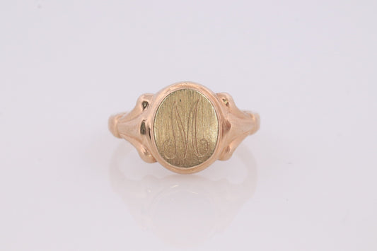 Vintage Signet Ring. 10k Yellow gold. Engraved letter M. Initial M Ring. Engravable Signet ring. MONOGRAMMED M st(62)