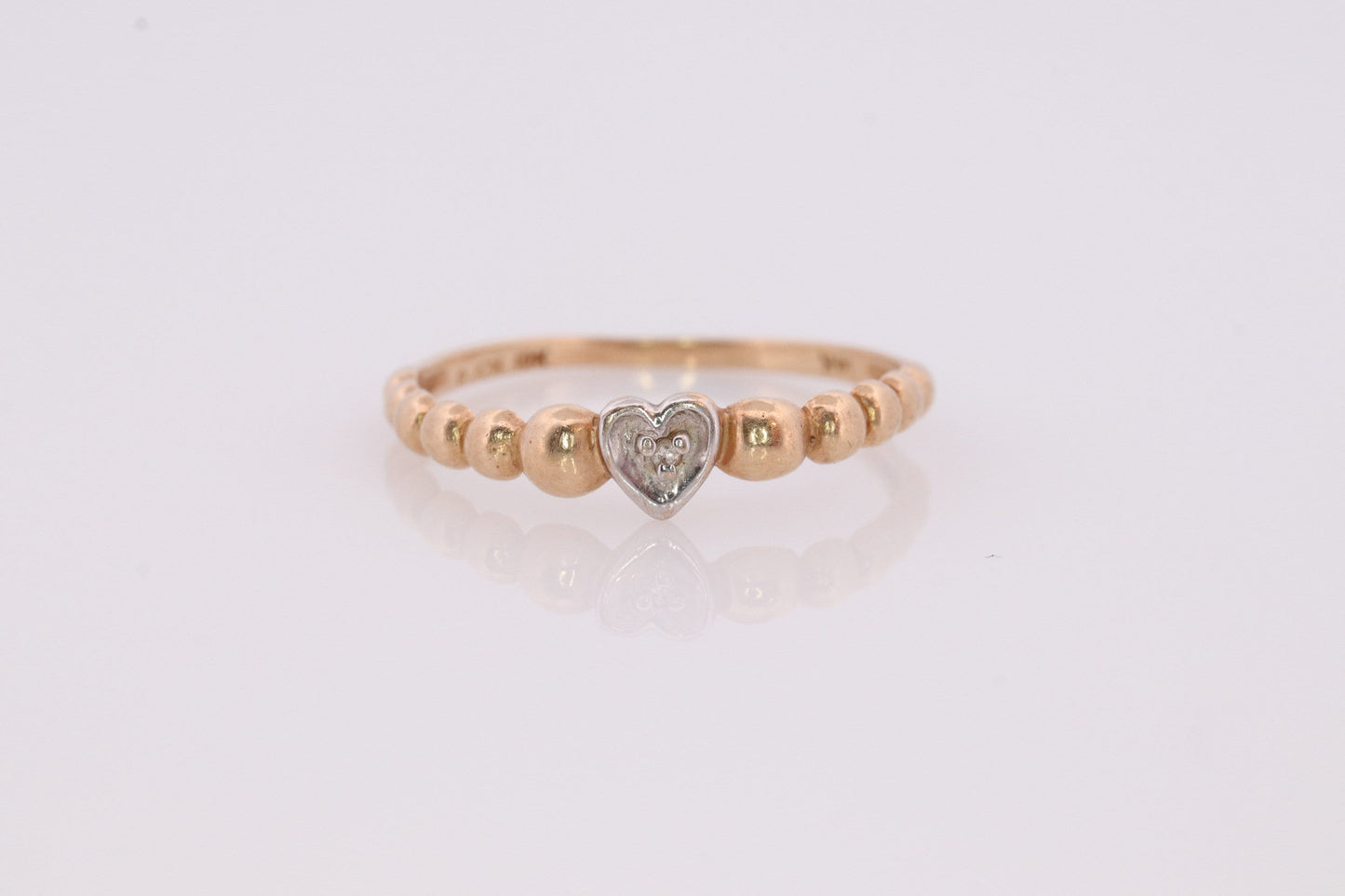 14k Heart Heart Ring. 14k Dainty Bubble hearts promise ring. Thin heart ring. st(62)