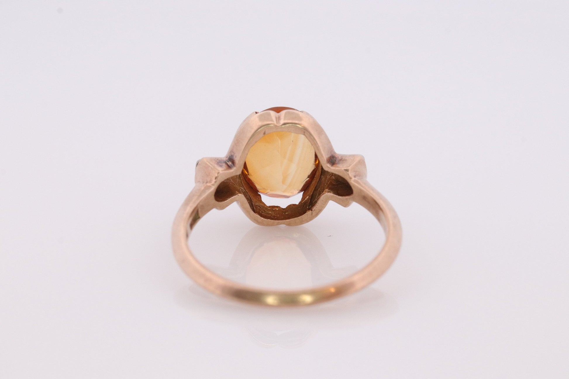 10k Citrine Large solitaire with Diamonds Ring. Citrine Bow Solitaire statement ring. (st62)