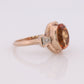 10k Citrine Large solitaire with Diamonds Ring. Citrine Bow Solitaire statement ring. (st62)