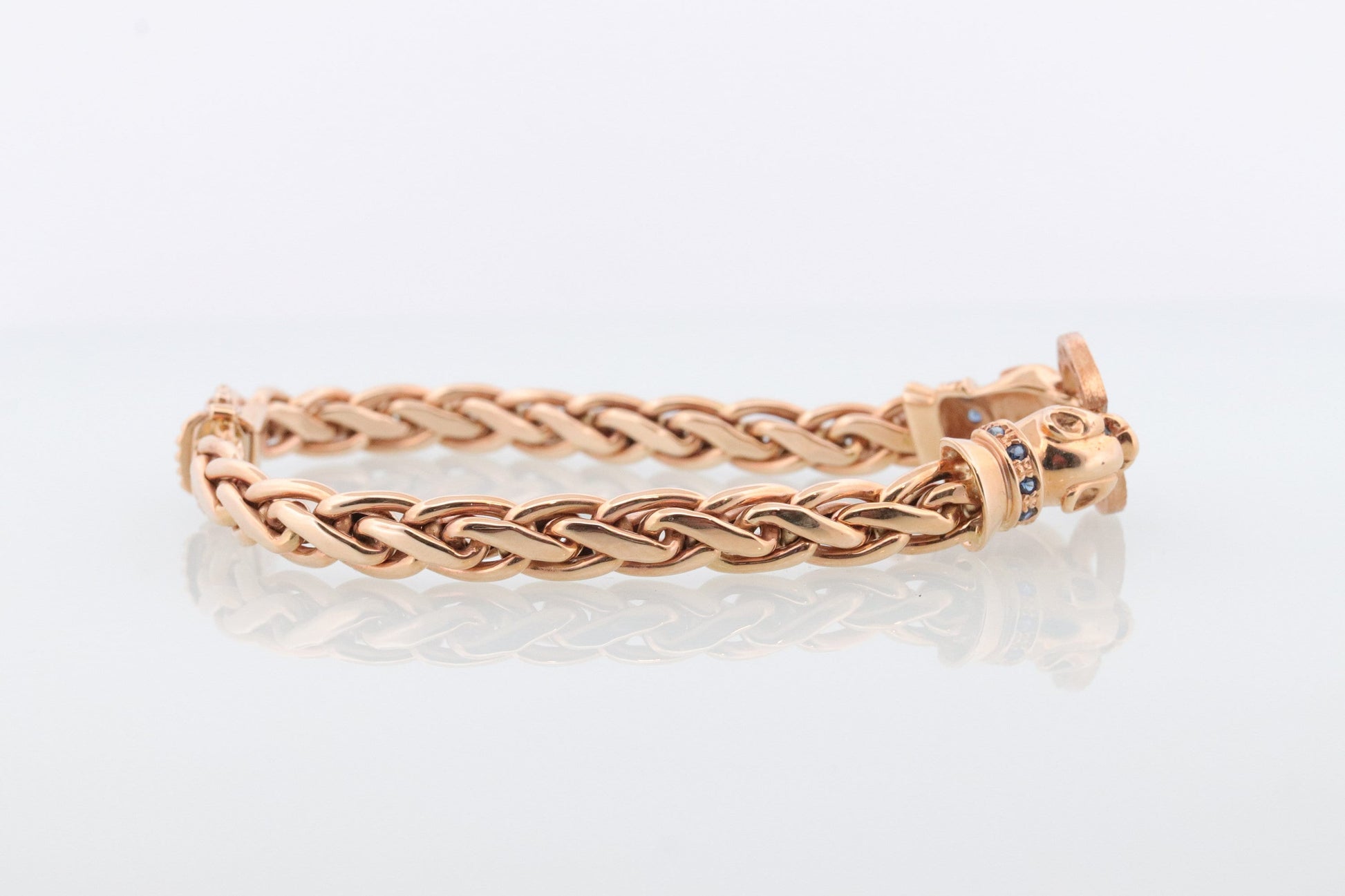 14k Gold Jaguar Bracelet Sapphire Panther Bracelet Leopard Bracelet Circle of Life Mouth Cat Weave Bracelet. Woven bracelet st(660)