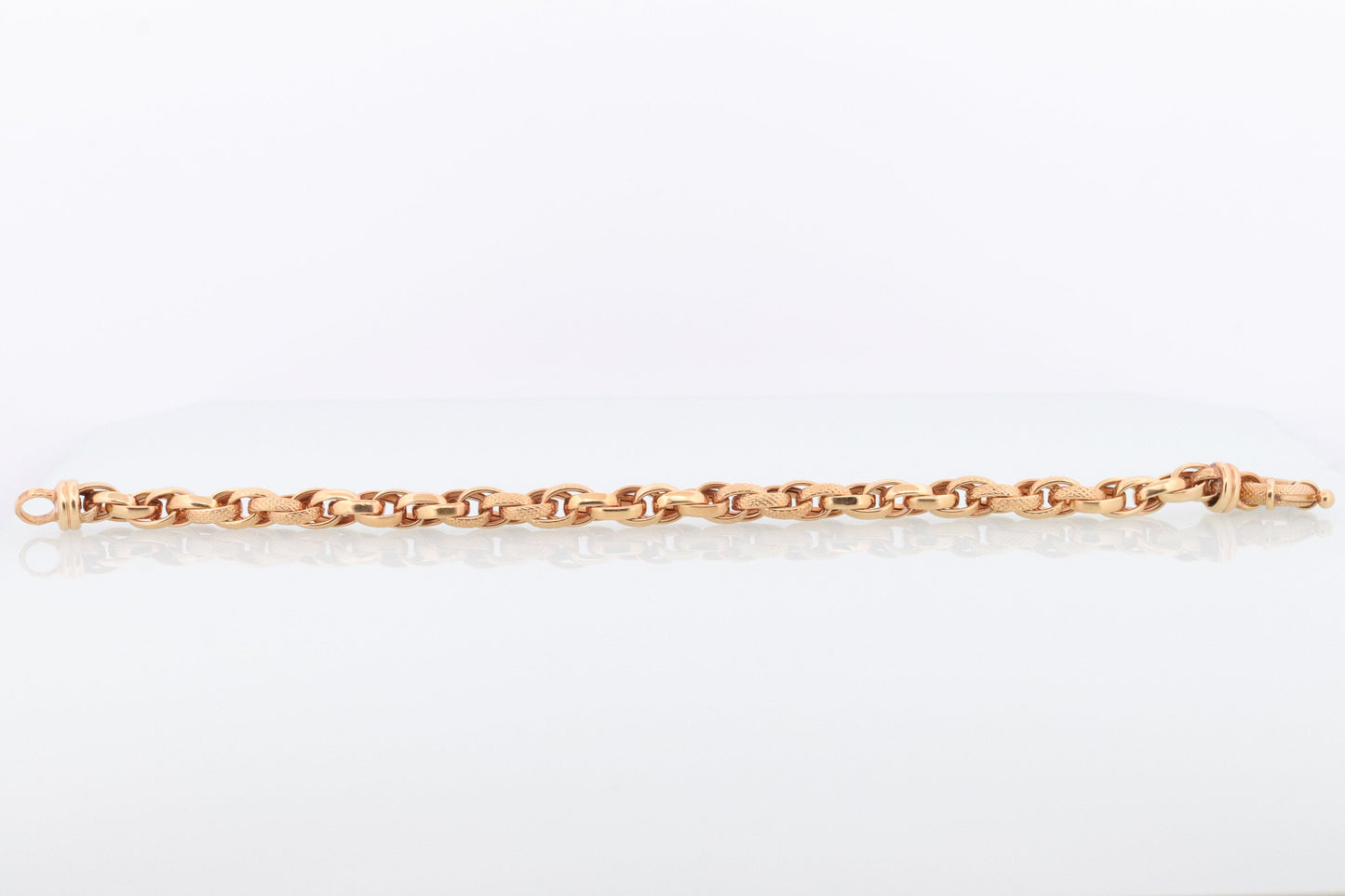 14k Weave Bracelet. Yellow gold Textured Rolo Weave Rope Link Chain Bracelet. High Quality ITALY wide bracelet. st(391)