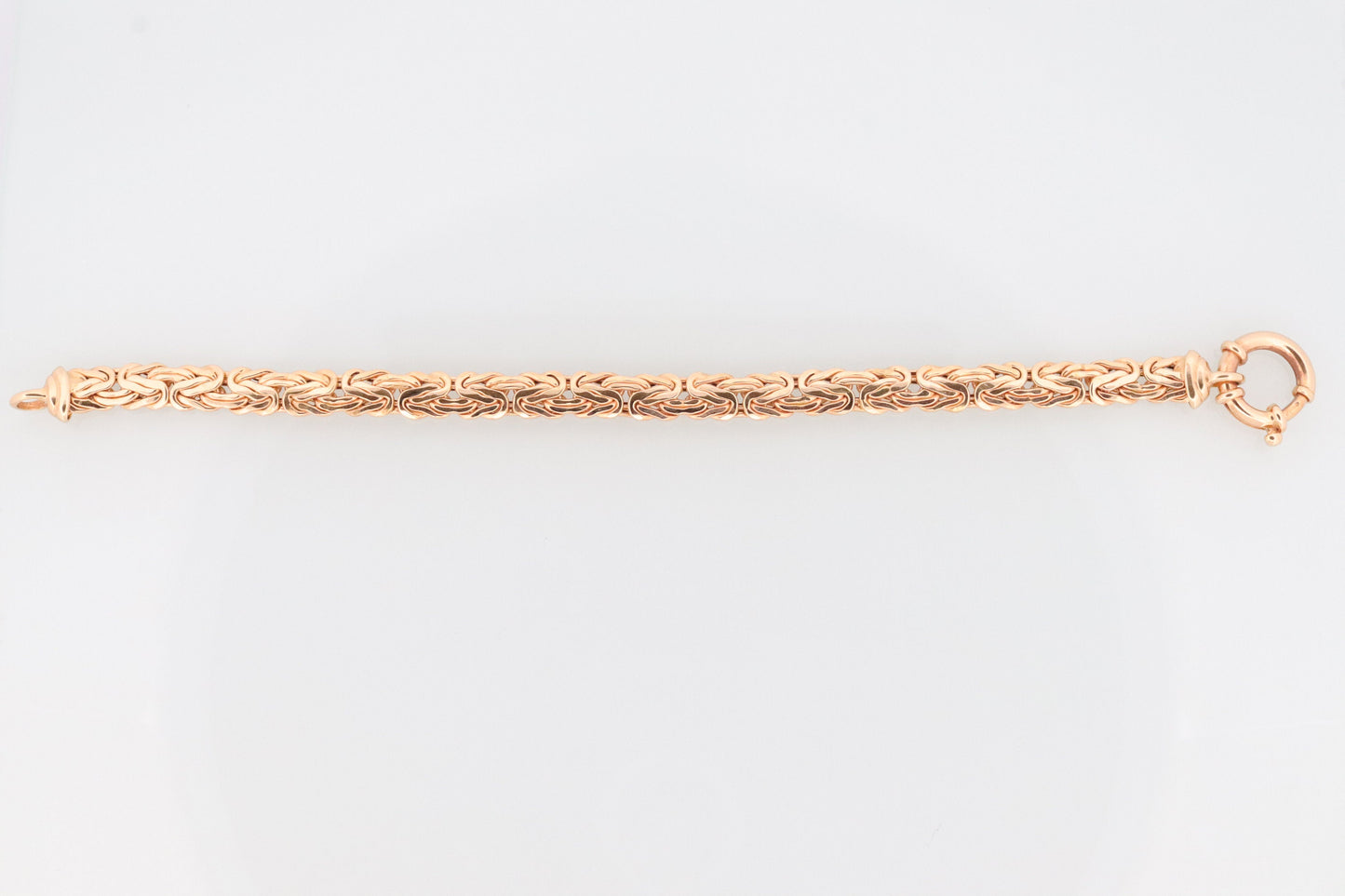 Heavy 14k Byzantine Bracelet. 14k Yellow Gold Wide Flattened Flat Byzantine Bracelet. 7.5in length 7mm wide. ITALY