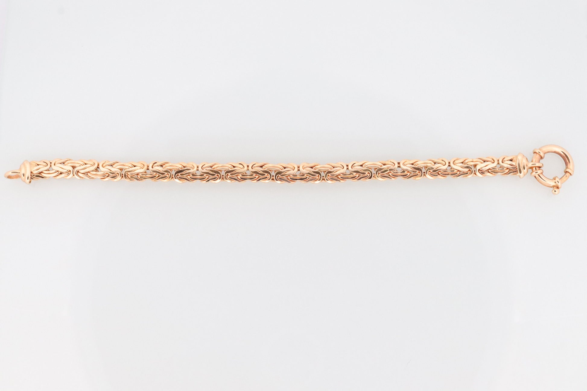 Heavy 14k Byzantine Bracelet. 14k Yellow Gold Wide Flattened Flat Byzantine Bracelet. 7.5in length 7mm wide. ITALY