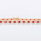925 Sterling Silver Ruby and CZ Tennis Bracelet. Gold Tone Sterling Silver Tennis bracelet. st(275)