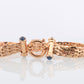 14k Bismark Chain Mesh Bracelet. Sapphire Clasp Chain Mesh link Yellow gold Italian Byzantine Bracelet. Sapphire Cabochon (st374)