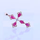 14k Ruby Cross Pendant. Ruby Diamond Crucifix Christian Pear cut set rubies. st(46)