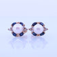 14k Pearl Diamond Sapphire stud earrings. Halo Pearl Diamond Blue Sapphire Elegant and Dainty Pearl diamond studs. st(61)