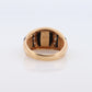 14k Modern Cabochon Onyx and Diamond ring. Wide Dome Onyx. Scalloped Onyx inlaid band. World Wide Imports. st(181)