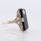 Art Deco Onyx and Diamond Ring. 14k Yellow Gold Rectangle Onyx and Diamond ring. Mourning ring. st(115)