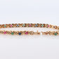 14k Multi-Color Gem Bracelet. Heavy XOXO Round Ruby Emerald Sapphire Flower Cluster arrangement Kiss Hug bracelet. (st220)