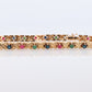 14k Multi-Color Gem Bracelet. Heavy XOXO Round Ruby Emerald Sapphire Flower Cluster arrangement Kiss Hug bracelet. (st220)