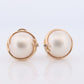 14k Large MABE Pearl Diamond Clip On earrings. Non Pierced Omega Back Clips Mabe Pearl Earrings st(62)