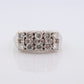 14k Diamond Row Cluster ring. 1ctw of genuine Natural diamonds. 14k White gold Cluster Signet diamond band. st(322)
