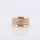 14k Textured Wide Dome 14k Yellow and White Gold Band. 14k Engraved and Textured ring. Diamond Cut Dome ring. st(144)