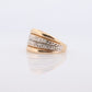 14k Textured Wide Dome 14k Yellow and White Gold Band. 14k Engraved and Textured ring. Diamond Cut Dome ring. st(144)