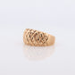 14k Textured Wide Dome 14k Yellow Gold Band. Heavy JCM 14k Engraved and Textured ring. Diamond Cut Dome ring. Pineapple design st(144)